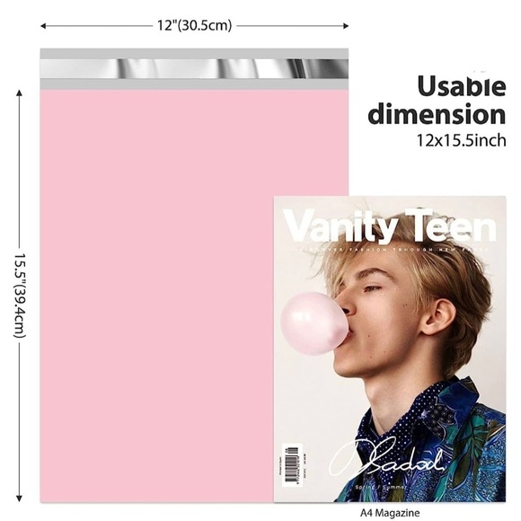 6 Poly Mailers Large 12” x 15.5” Pink 12 Stickers - Picture 6 of 8